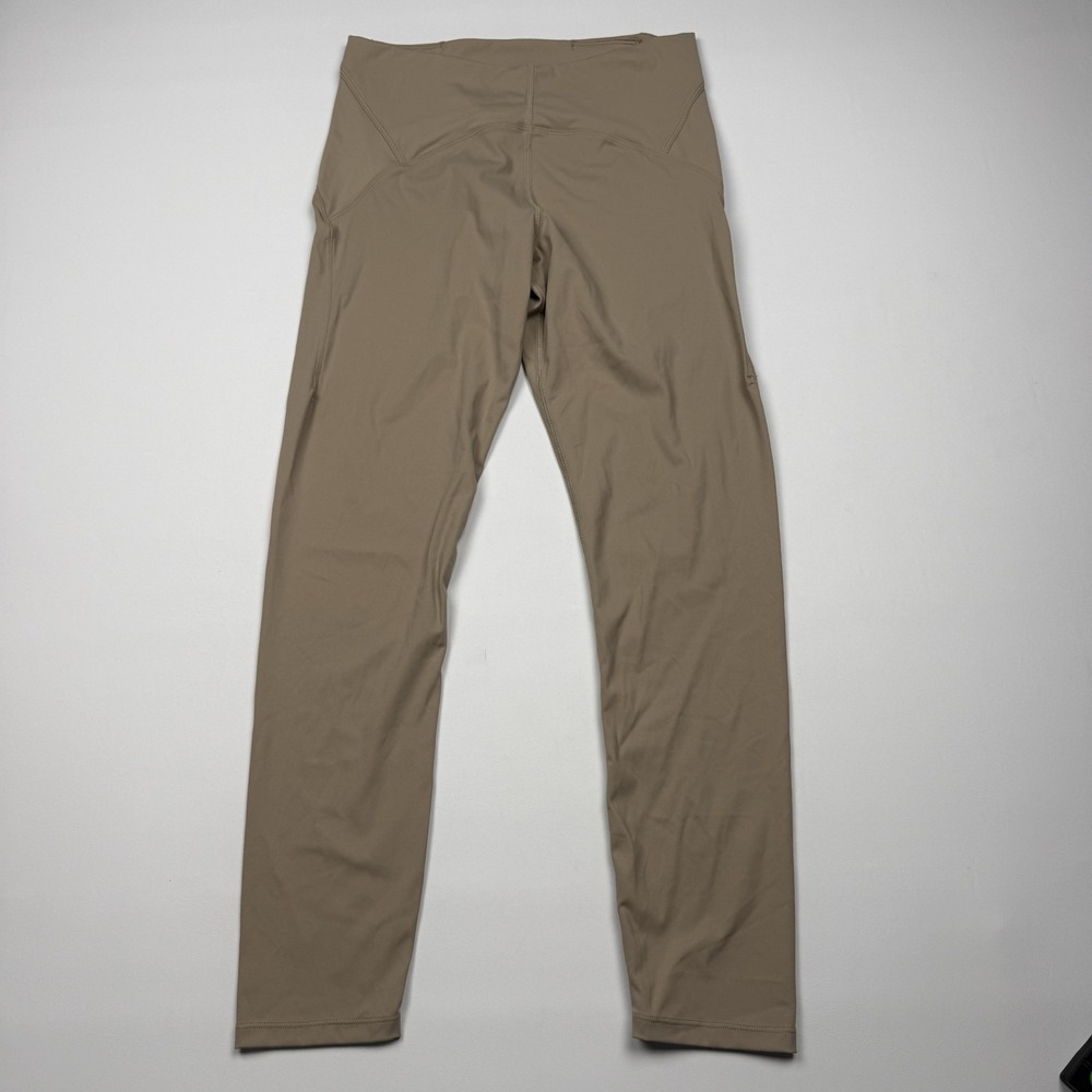Alo Yoga Leggings Womens 10 Beige Mid Rise Ankle Stretch Nylon Yoga Pants